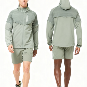 Ensemble Jogging Homme <span class=keywords><strong>Kogo</strong></span> Personnalisé, Veste Coupe-Vent à Capuche Entièrement Zippée, Extensible dans 4 Directions, Respirante, avec Logo Réfléchissant, Couleur Unie, Idéal pour l'Été - Product Image 2