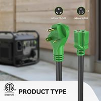 Adaptateur de prise de courant NEMA TT-30P vers trois prises 5-20R, cordon d'alimentation 125V, poignée ergonomique, homologué ETL