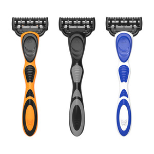 Removable Shaving Blade <b>Razor</b> 3 Blade Poviting Rubber Handle <b>Mens</b> <b>Razors</b> Stainless Steel <b>Razor</b> - Product Image 2