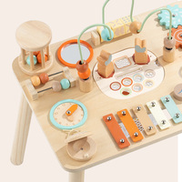 Table d'activités sensorielles multifonctionnelle Montessori en bois avec labyrinthe de perles et xylophone musical