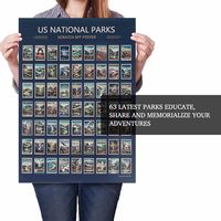 Affiche murale à gratter avec logo personnalisé, cartes des parcs nationaux américains et liste de contrôle pour le suivi des aventures de voyage en voiture