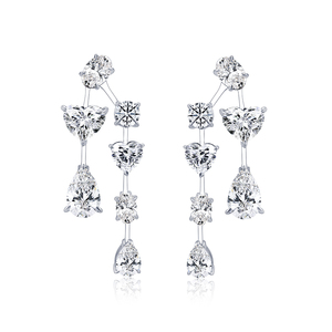 Pendientes de Diamantes Chapados en Oro Blanco S925 MSE-871 de Messi Jewelry para Mujer - Product Image 1