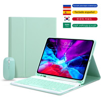 Keyboard nirkabel BT tahan air ramping dengan tempat Slot pensil Mouse casing penutup untuk Samsung Galaxy Tab S7 FE 12.4 "Portugis