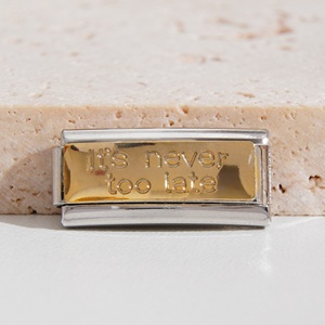 Abalorios Italianos de Doble Eslabón Plateados de Alta Calidad, a Granel, de Acero Inoxidable que No se Deslustra, con Frases Interesantes, para Pulseras de Charms Italianos - Product Image 3