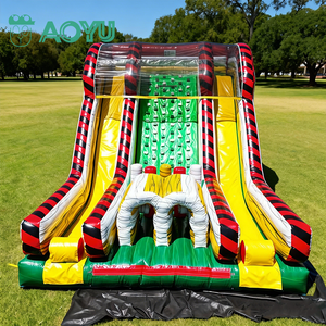 Glissade et château gonflables AOYU multicolores en PVC/vinyle <span class=keywords><strong>avec</strong></span> piscine, double glissade pour enfants et adultes, pour les fêtes en plein air - Product Image 1