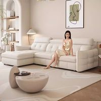 Luxuriöses Modernes Holz-Wohnzimmer-Schlafzimmer-Set mit Weichen Sofas, Bettfunktion, Liegestuhl, L-Form, Klappbar, 2-3-Sitzer, Ausziehbar mit Stauraum