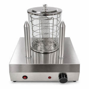 Machine à vapeur électrique professionnelle Marupin pour hot-dogs avec 2 supports chauffe-pains et chauffe-saucisses pour snack-bars et restaurants - Product Image 1
