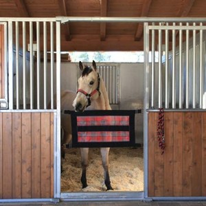 Barrera para Puerta de Establos de Caballos, 150x48cm, Tela Oxford con Diseño a Cuadros, para Recinto de Caballos - Product Image 3