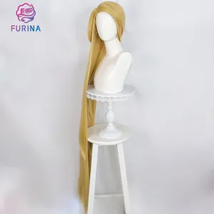 Cosplay wigs synthetic golden hair festival party long silky hair princess wigs for cosplay customer