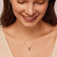 Collar con colgante de circonita cilíndrico, elegante, chapado en cobre, pulido, joyería informal para vacaciones