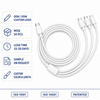 Kabel Pengisian Cepat USB C 3 in 1 Grosir, Kabel Data Multi Pengisian untuk Ponsel Tablet Perangkat Tipe C