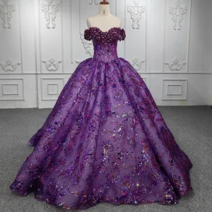 Jancember 6522 2023 Bridal Gown Evening Fabric Purple Gown For Women Evening Plus Size Prom Dress