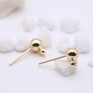 Fashion Simple Style <strong>Earring</strong> 14K Gold Plated High Quality Tiny <strong>3MM</strong> 4MM 5MM Bean Studs <strong>Earrings</strong> - Product Image 4