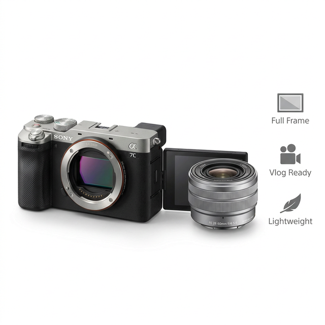 Wholesale Sony Alpha 7C A7C Full Frame Compact Camera with FE 28-60mm Lens Kit 24.2MP 4K Video SideFlip ScreenZ-Battery Vlog Pro