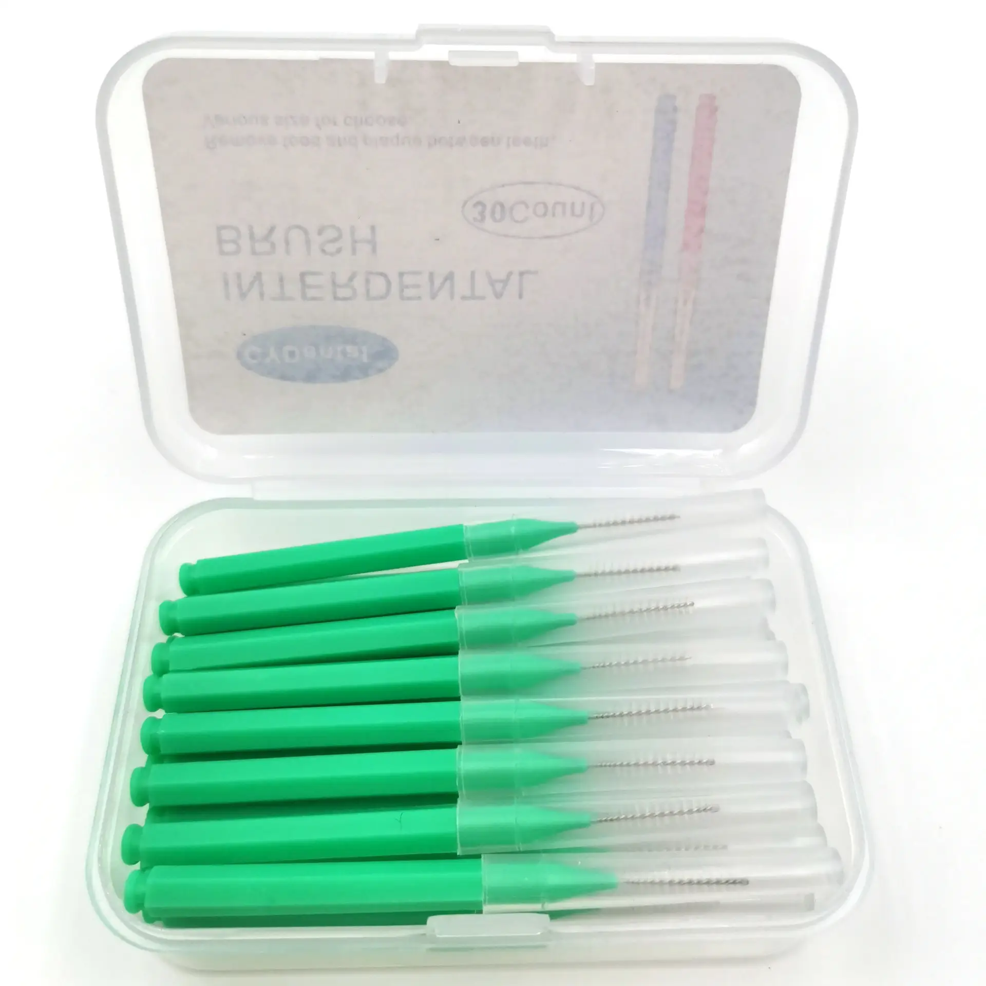 Sikat gigi Interdental kustom dalam kotak warna sikat gigi pembersih gigi untuk dewasa dan anak-anak