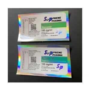 Etichetta per flaconcino steril da 10ml per stampa UV di alta qualità testo-p 100 mg/min etichette steriods per bottiglie di vetro