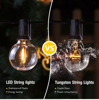 Party- und Weihnachtsdekoration IP65 Hochzeits-Lichterkette für Außenbereich Flexibles Kupferkabel LED G40 Kugellichter 15 Stück