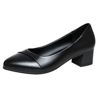 Chaussure plate en cuir PU pour femmes et filles, professionnelle, décontractées, à bout carré et talons épais, de grande taille, de bureau, référence tx305