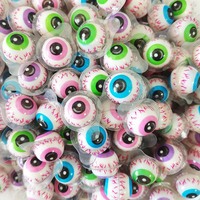 Groothandel Zachte Gummi Met Gelei Snoepjes Plastic Oogbal Halal Populaire Aardesnoepjes Halal Zure Fruitsmaak 3d Gummy Snoep