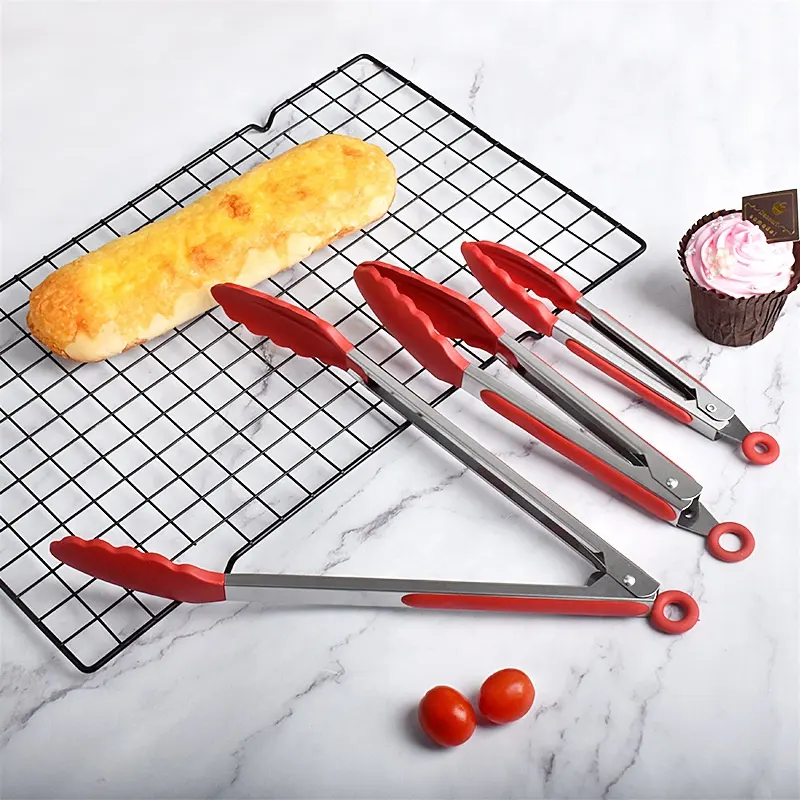 Kitchenware Grill DIY Cozinhar Antiaderente BBQ Clip Bloqueio Food Tongs Cozinha De Aço Inoxidável para Brinde Salada Pão