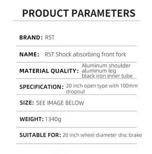โช้คหน้า RST <span class=keywords><strong>SPEX</strong></span> BF09 ขายดี โช้คหน้าแบบลมสำหรับจักรยานเสือภูเขา ขนาด 20 นิ้ว โช้คหน้า Mtb - Product Image 6