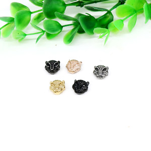 yunnique Steel Wings Titanium Steel Leopard Head Beads Retro Metal <b>Spacer</b> For Bracelet Making - Product Image 3