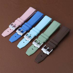 Bracelet de <span class=keywords><strong>montre</strong></span> en caoutchouc TPU à extrémité incurvée pour Omga Rlex <span class=keywords><strong>Daytona</strong></span> Sbmariner, bracelets de <span class=keywords><strong>montre</strong></span> en silicone liquide souple, multicolores, 20 mm - Product Image 1