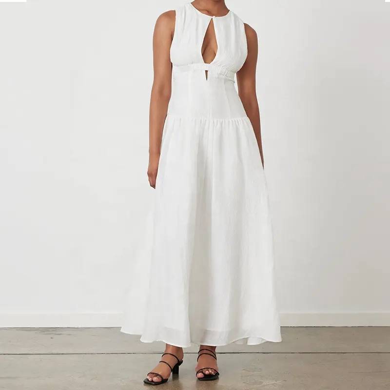 2023 zarif basit beyaz gelinlik mütevazı gelin elbise yaz v yaka kolsuz lüks günlük elbiseler