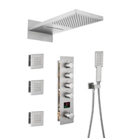 Robinet thermostatique mural dissimulé en acier inoxydable noir mat de style américain de 22 pouces avec affichage numérique pour l'exportation