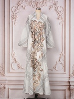Robe élégante en polyester MT512 pour femmes adultes du Moyen-Orient, avec maille et sequins, manches longues, coupe classique, Abaya pour soirée et rendez-vous