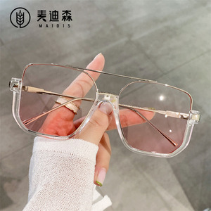 Maidis Fashionable Double Bridge Sunglasses <b>Large</b> <b>Frame</b> TR Metal UV400 Unisex Everyday Styling - Product Image 3
