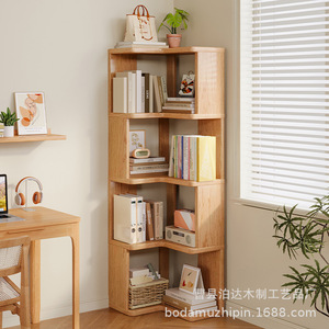 Étagère d'angle multi-niveaux, armoire de rangement peu encombrante pour la maison ou le bureau, bibliothèque en bois - Product Image 1