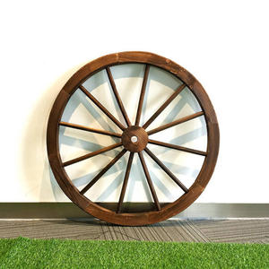 Roues de chariot en bois décoratives bordées d'acier de 30 pouces Roues en bois pour décorations de jardin - Product Image 4