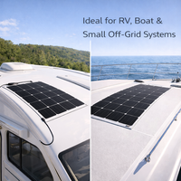 Panneau solaire flexible monocristallin 200W, module solaire léger pour camping-car, bateau, utilisation hors réseau