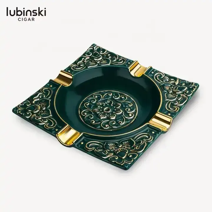 lubinski ceramic cigar ashtray high quality carving pattern wholesale luxury cigar ashtray