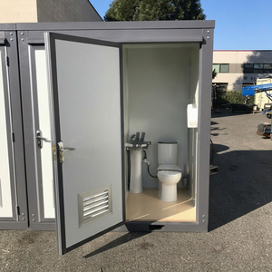 Cabine de toilette portable en acier avec WC et lavabo, design minimaliste, construction durable en panneaux sandwich pour usage extérieur et appartement - Product Image 1