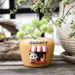 Dessin animé mignon animal de compagnie résine charnu petit Pot de fleur créatif numérique Micro paysage pour la maison balcon plante verte jardinage - Product Image 3