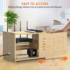 Caja de Almacenamiento para Router WiFi de Madera, Rectangular, Color Madera Natural, Soporte de Escritorio para Gestión de Cables con Orificios de Ventilación - Product Image 2