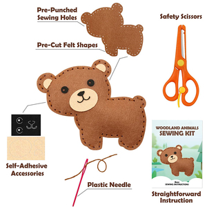 Beginners Educational Sewing Set Art Craft Kits <strong>Animals</strong> Craft Kit Forest Creatures DIY Sewing <strong>Felt</strong> Plush <strong>Animals</strong> for Kids - Product Image 3