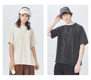 เสื้อยืดโอเวอร์ไซส์วินเทจคุณภาพสูง ผ้าฝ้าย 100% สินค้าขายดี เสื้อผ้าสตรีทแวร์ สกรีนโลโก้ได้ ล้างสีแบบแอซิดวอช สีดำ - Product Image 3