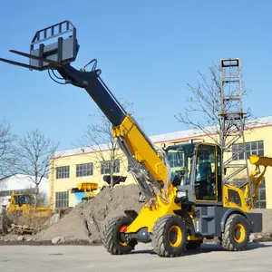 4x4 EPA penggerak empat roda TL2500 Articulated Telescopic Boom Wheel loader kecil dengan lampiran opsional