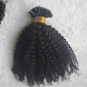 Queratina virgen humana preconsolidada de alta calidad, fabricante de doble estiramiento, rizado natural negro, extensión de línea de pelo con punta U I V F - Product Image 2