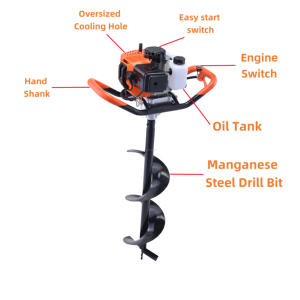 חם מכירה 2 שבץ 52cc מופעל כדור הארץ קידוח חור עמוק כדור הארץ קידוח ערימה חור גינה נטיעת דלק קרקע - Product Image 4