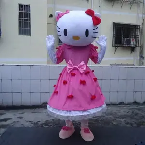 Funtoys MOQ 1 buah kostum maskot Hello Kitty Cosplay Anime kartun gaun Pink disesuaikan mewah untuk pesta Halloween Dewasa