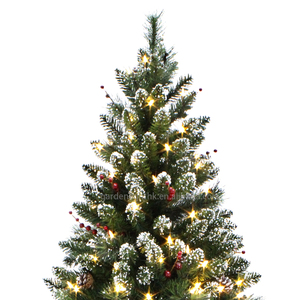 เข็มสนประดิษฐ์ทำจากพีวีซีต้นคริสต์มาสสีเขียวผสม6FT พร้อมโคนต้นสนและเบอร์รี่สีแดงสำหรับตกแต่งบ้านโรงแรมงานรื่นเริง - Product Image 3