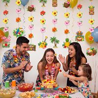 Décorations suspendues pour fête hawaïenne Luau, bannière de fête Aloha hawaïenne, guirlande tropicale Luau pour la décoration de fête d'anniversaire ou de retraite