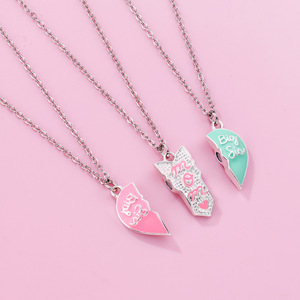 Día DE LA MADRE padre-hijo corazón colgante collar de dibujos animados 3 unids/set amor empalme magnético corazón collar joyería - Product Image 3
