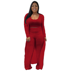 <span class=keywords><strong>Abbigliamento</strong></span> Donna Plus-Size per Wish, Set Tre Pezzi Elasticizzato a Costine Stile Europeo/Americano, Aderente e Sexy per Discoteca - Product Image 5