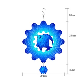 Molinillos de Viento Metálicos OEM y ODM, Molinillos de Viento de Acero Inoxidable, Adorno de Jardín, Molinillo de Viento 3D Mandala, Pez de Aguas Profundas - Product Image 2