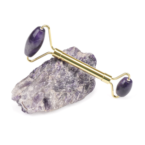 2020 Factory Price Massager Gua Sha Set Skin Gold Plated Pladtich Handle Facial Care Natual <span class=keywords><strong>Rose</strong></span> Quartz Jade Roller For Face - Product Image 1